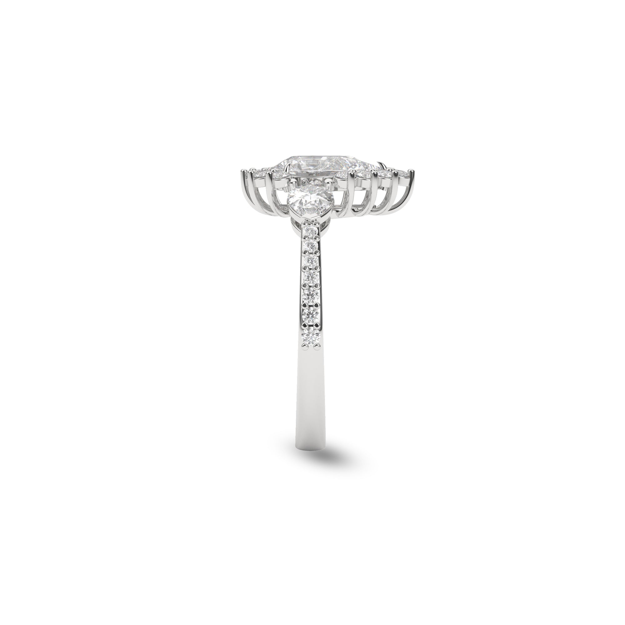 Verlobungsring mit birnenförmigem Kissenschliff-Diamant