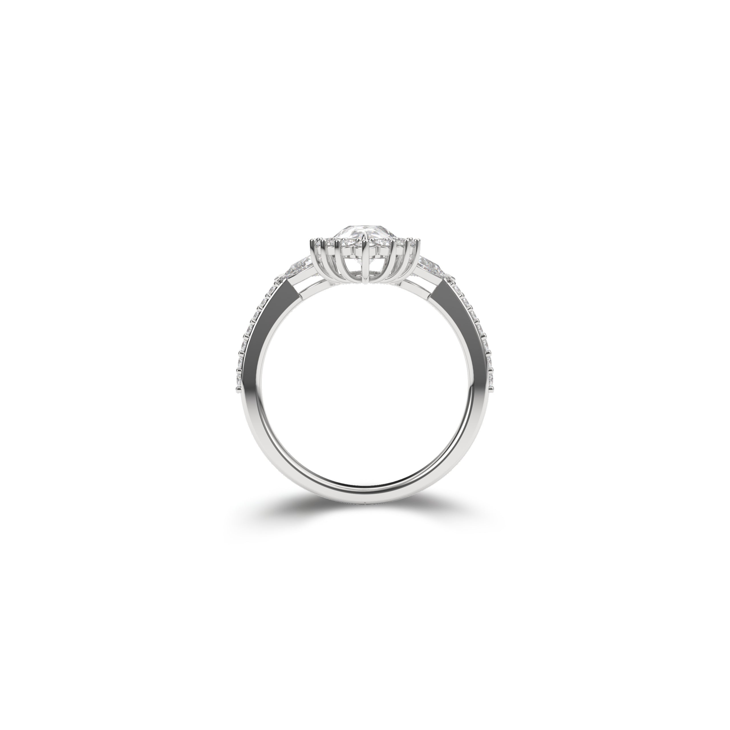 Verlobungsring mit birnenförmigem Kissenschliff-Diamant
