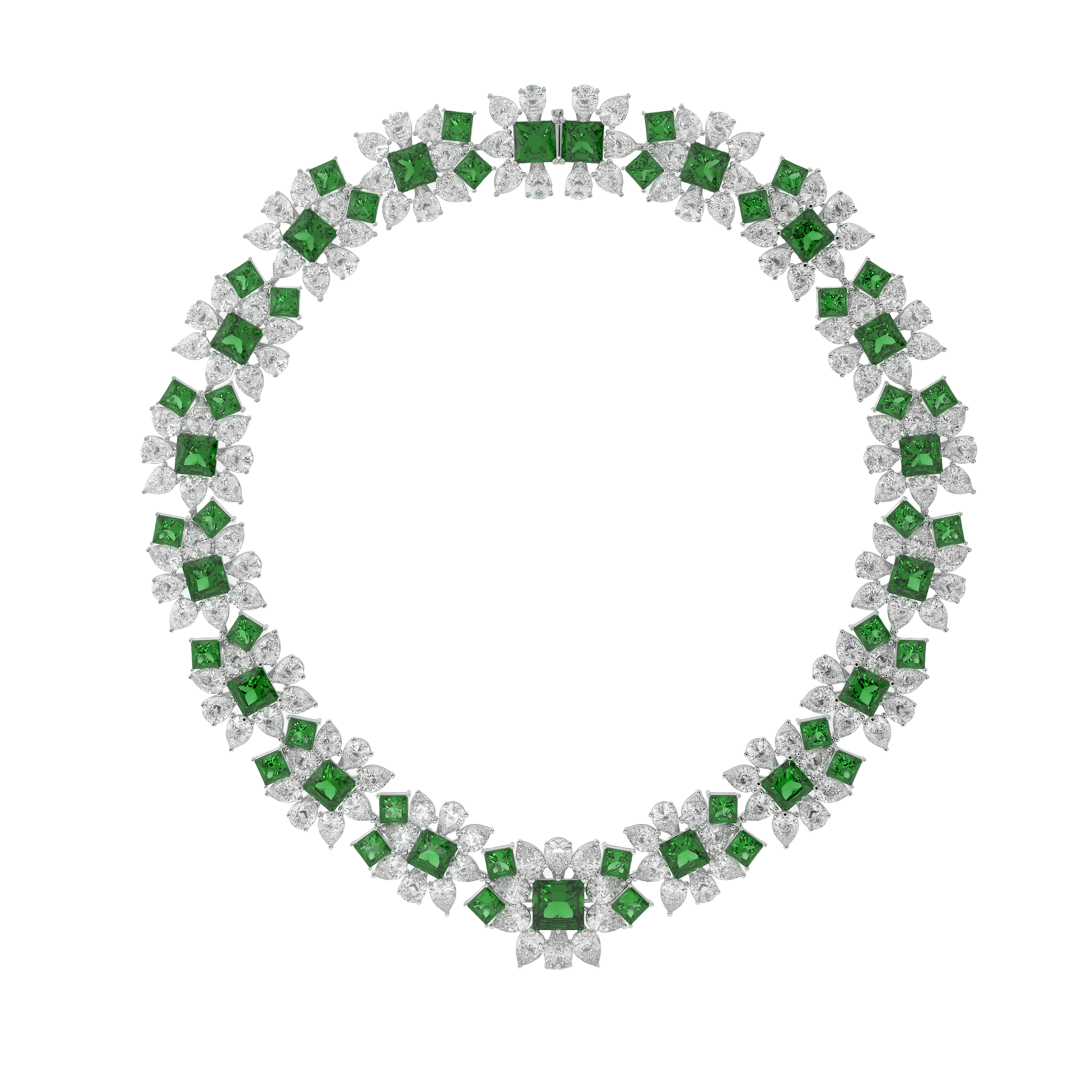 Collar de alta joyería con diamantes en forma de pera y rubí Icon 