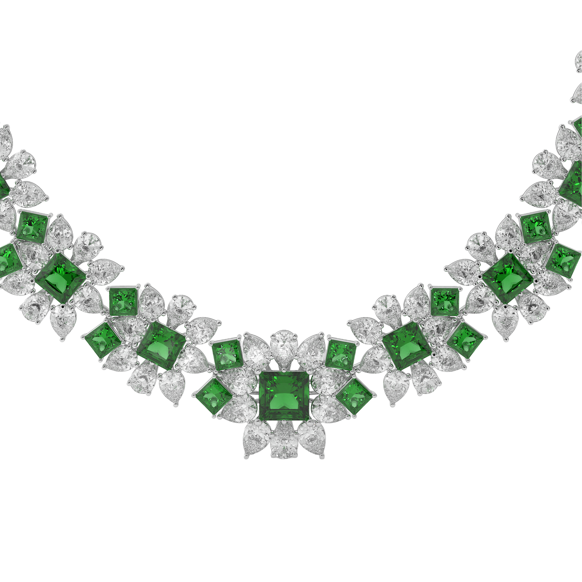 Collar de alta joyería con diamantes en forma de pera y rubí Icon 