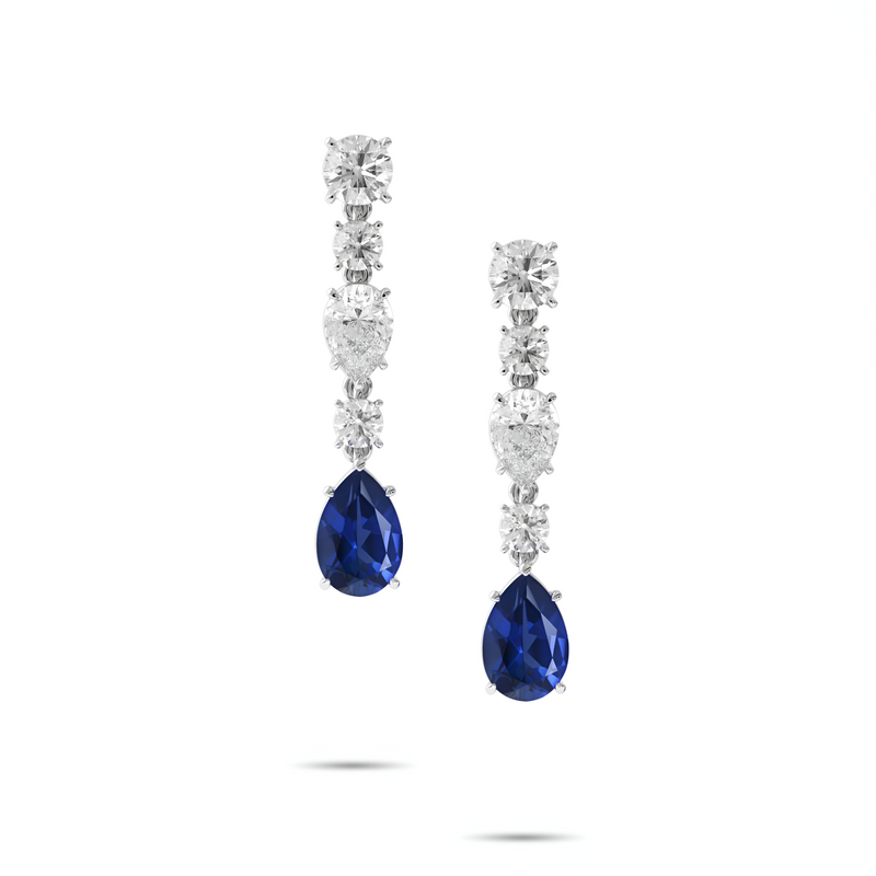 Pendientes clásicos de diamantes y esmeraldas Infinity 