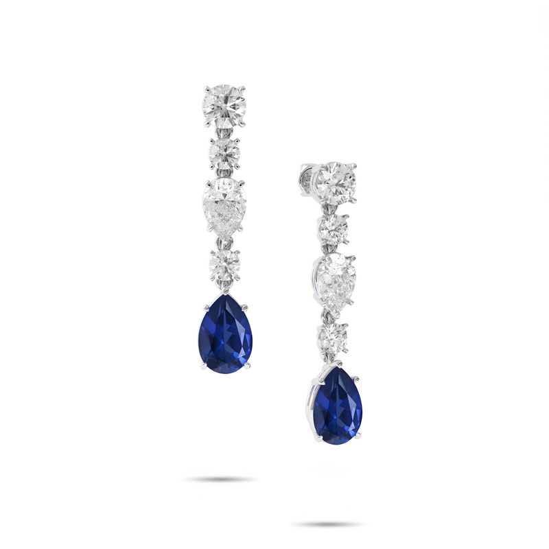 Pendientes clásicos de diamantes y esmeraldas Infinity 