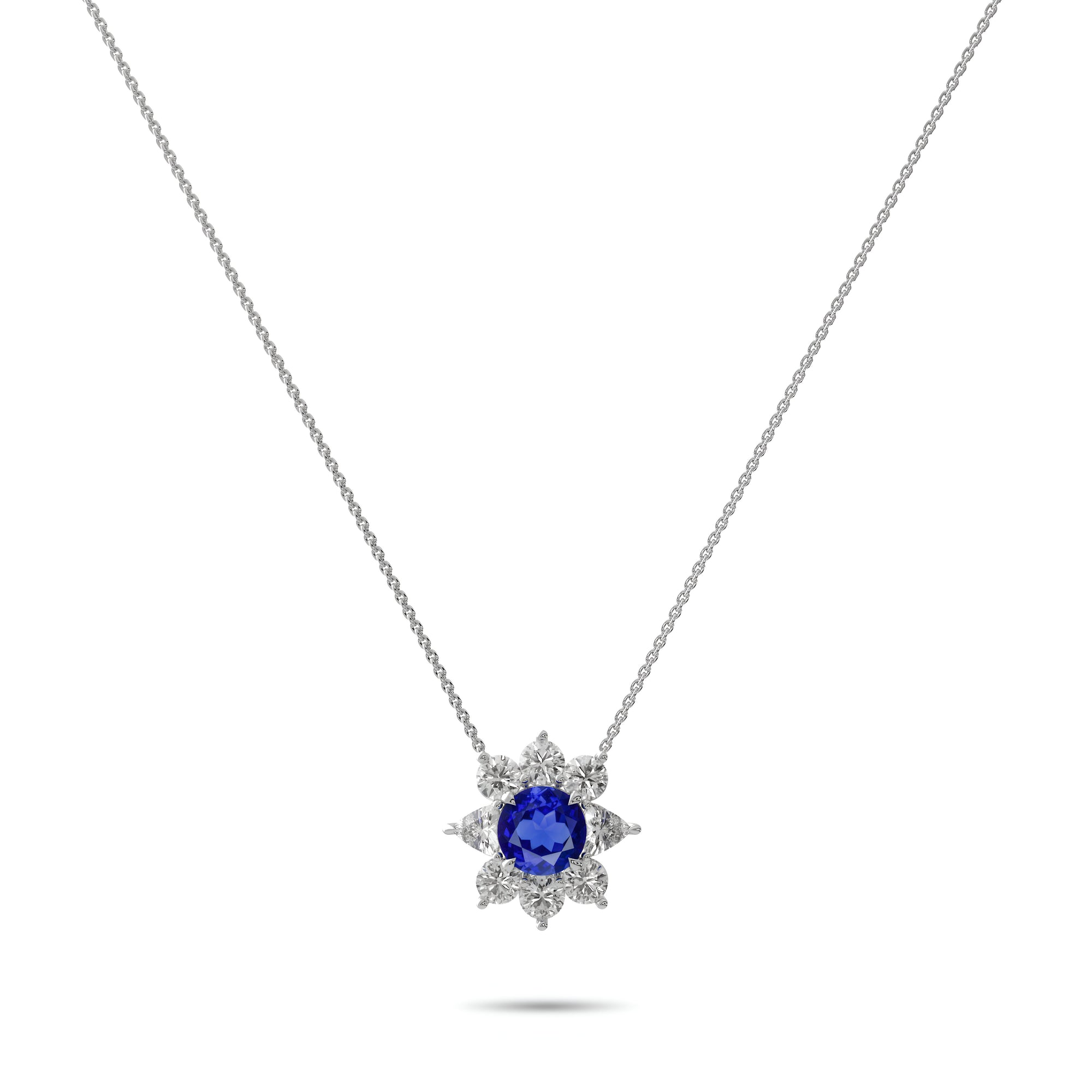 Fancy Flower Sapphire and Diamond Pendant