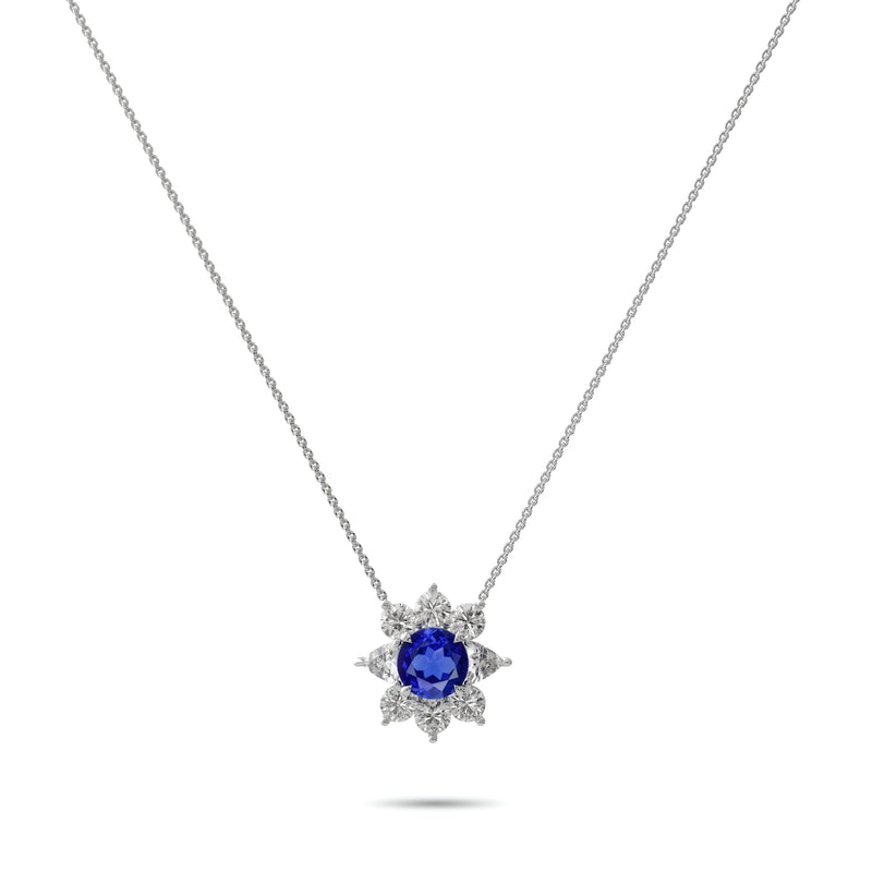 Fancy Flower Sapphire and Diamond Pendant