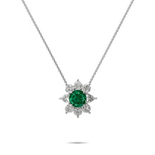 Fancy Flower Emerald and Diamond Pendant