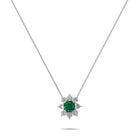 Fancy Flower Emerald and Diamond Pendant