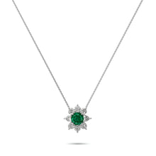 Fancy Flower Emerald and Diamond Pendant