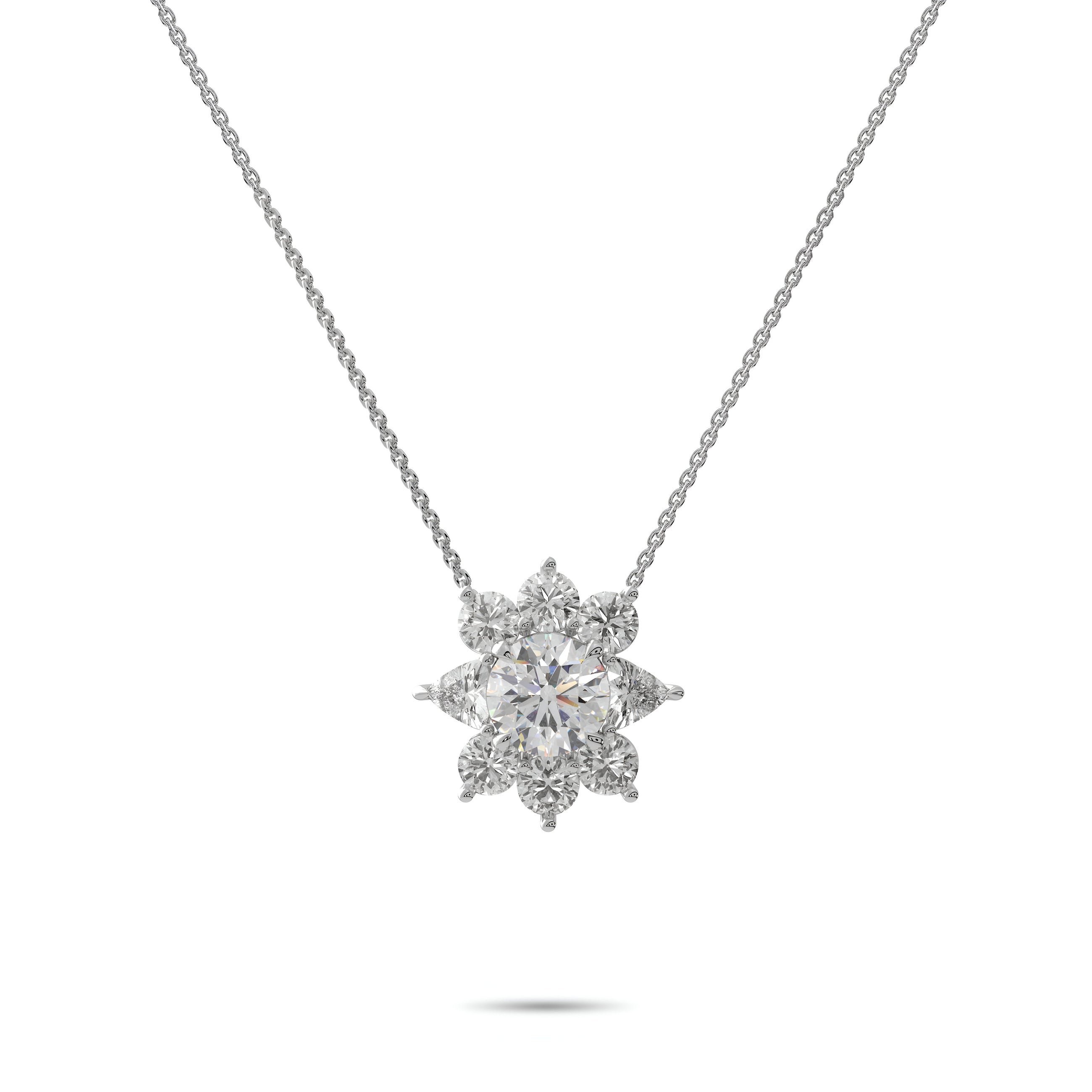 Fancy Flower Diamond Pendant