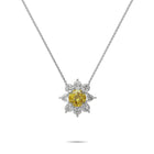 Fancy Flower Yellow Diamond and Diamond Pendant