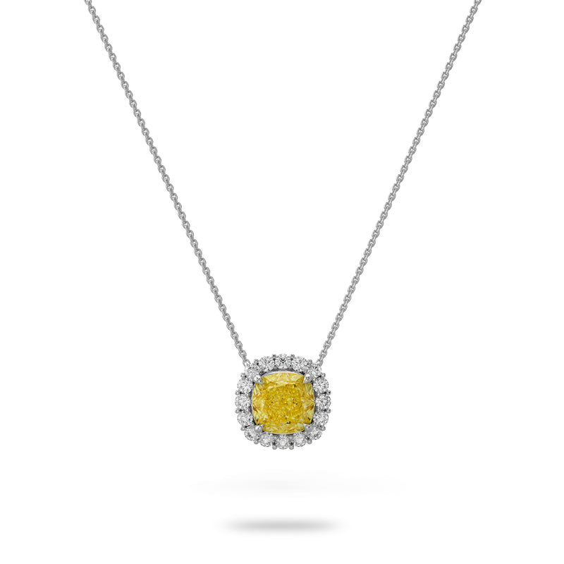 Cushion-Cut Yellow Diamond Micropavé Pendant