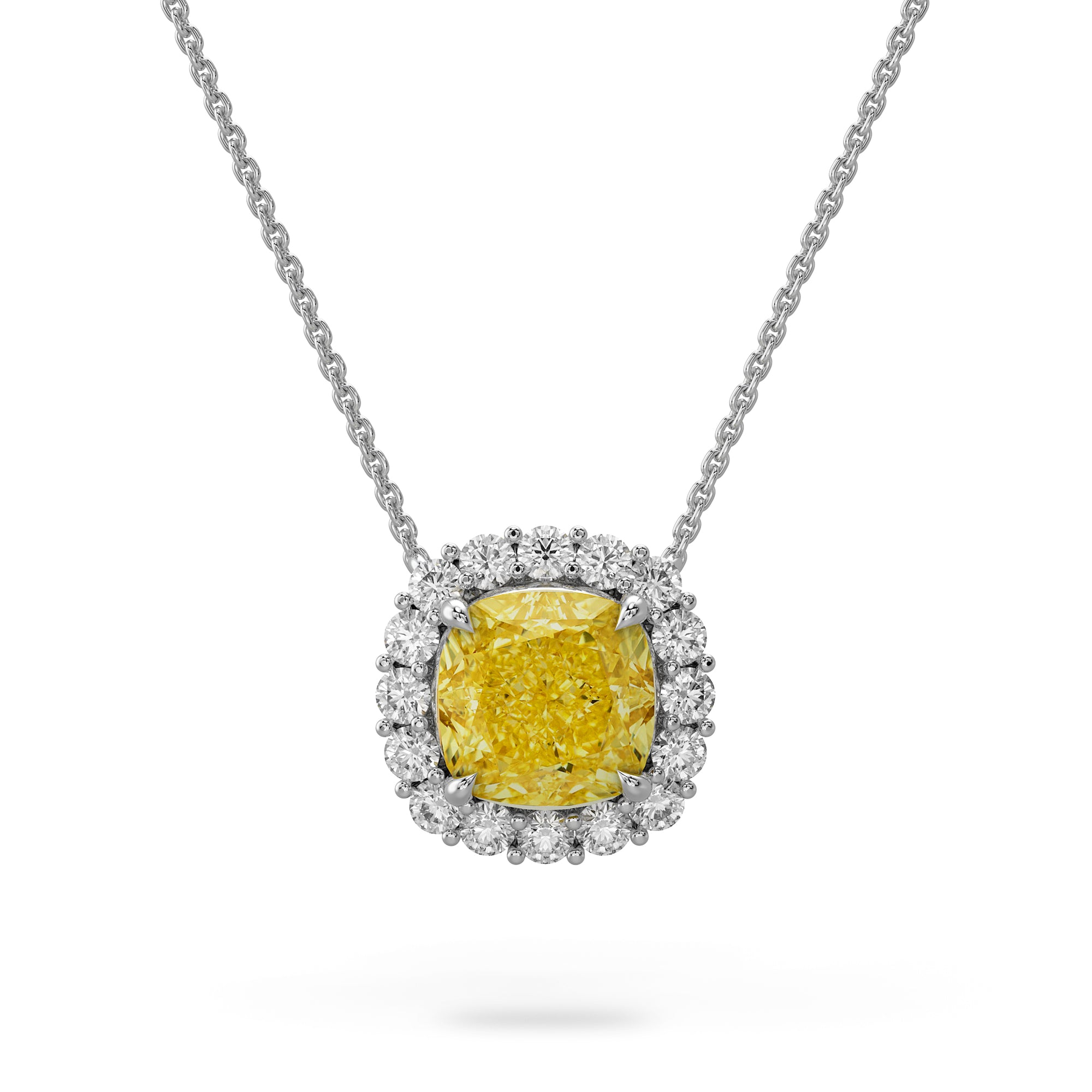 Cushion-Cut Yellow Diamond Micropavé Pendant