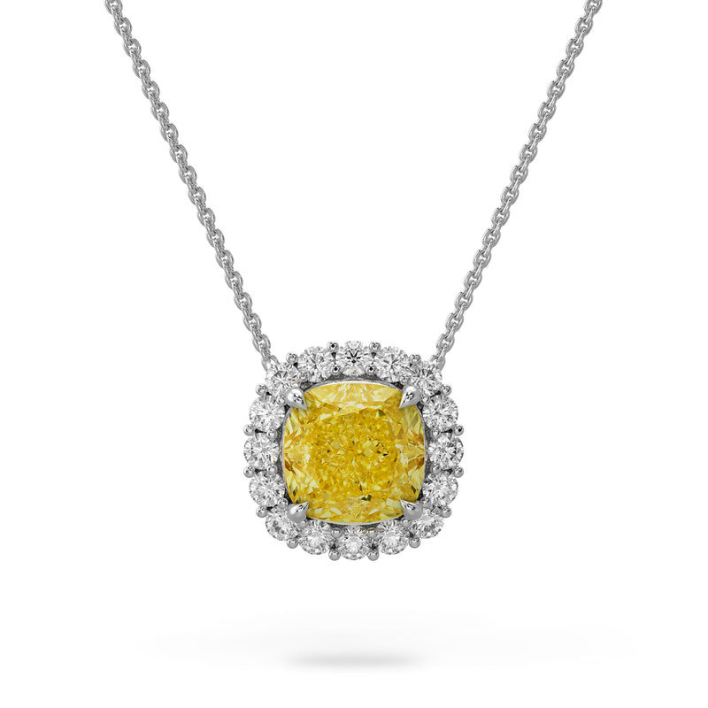 Cushion-Cut Yellow Diamond Micropavé Pendant