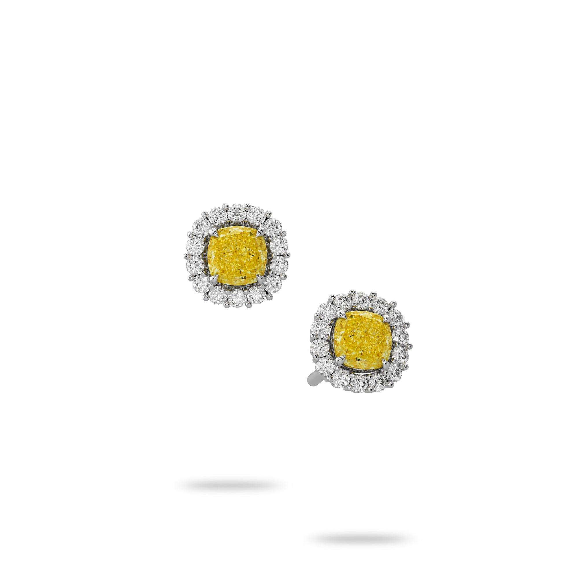 Cushion-Cut Yellow Diamond Earstuds