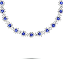 Fancy Flower Sapphire and Diamond Necklace