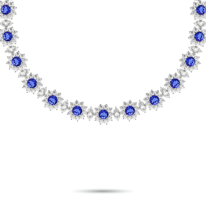 Fancy Flower Sapphire and Diamond Necklace