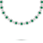 Fancy Flower Emerald and Diamond Necklace