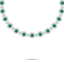 Fancy Flower Emerald and Diamond Necklace