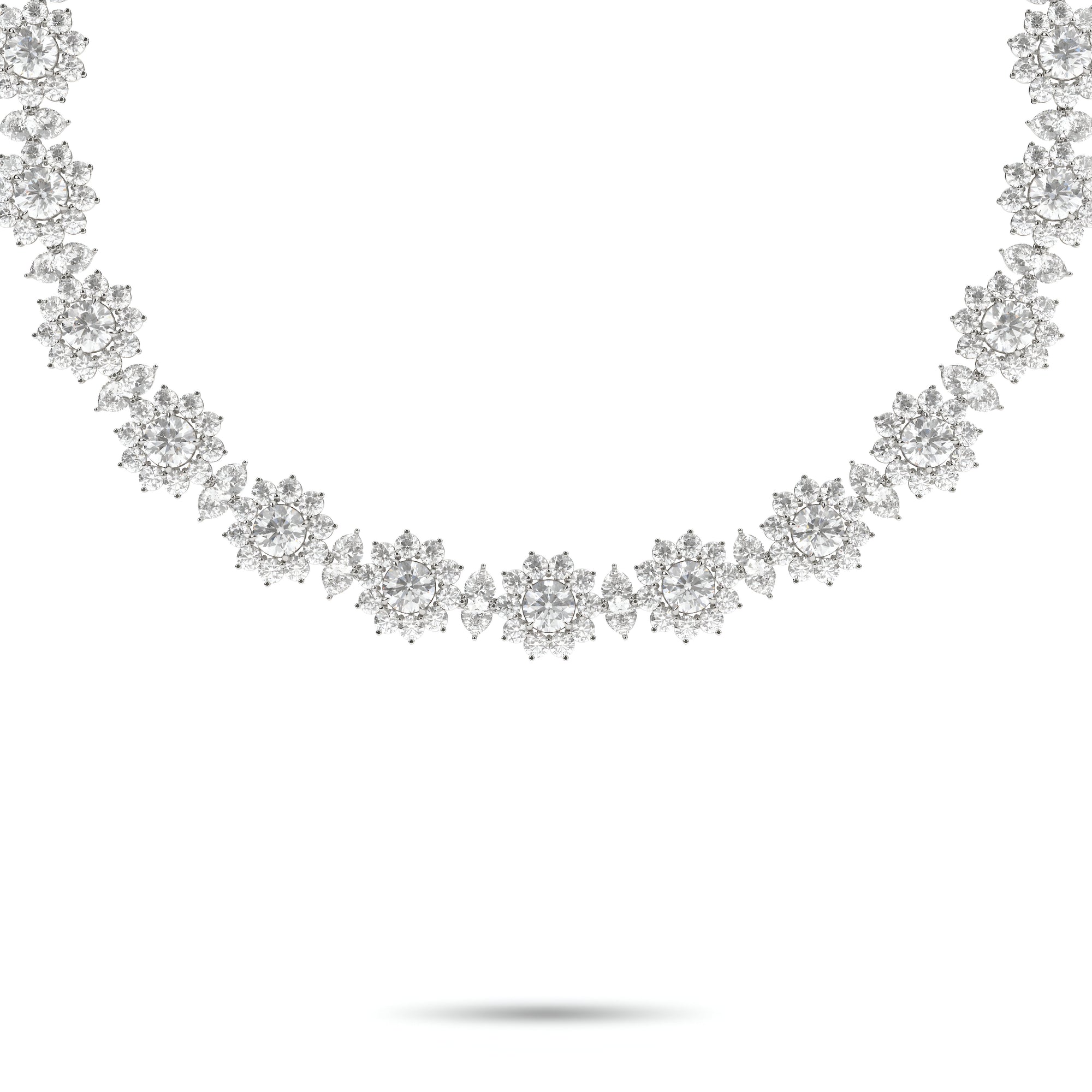 Fancy Flower Diamond Necklace