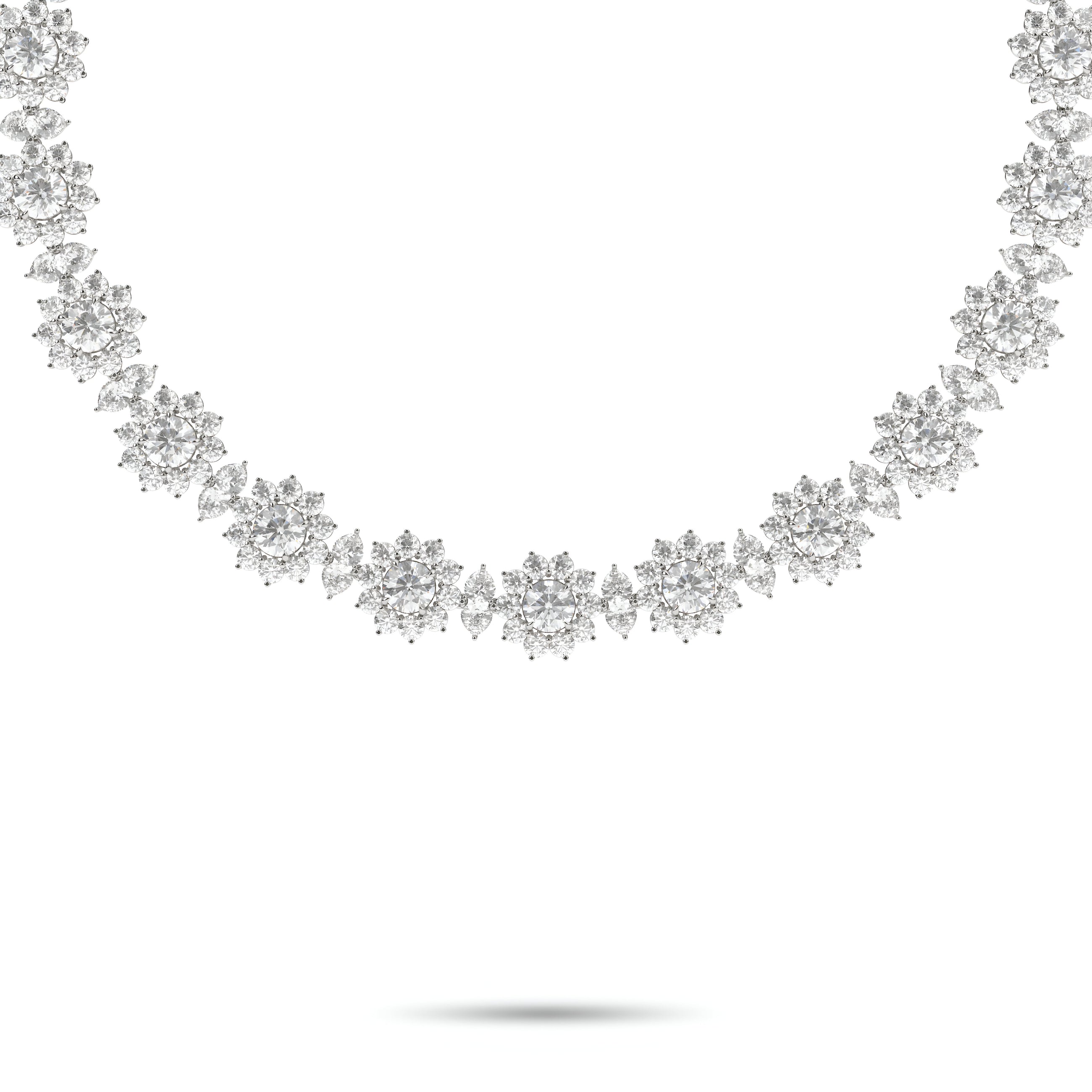 Fancy Flower Diamond Necklace