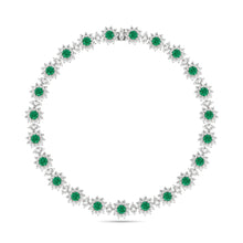 Fancy Flower Emerald and Diamond Necklace