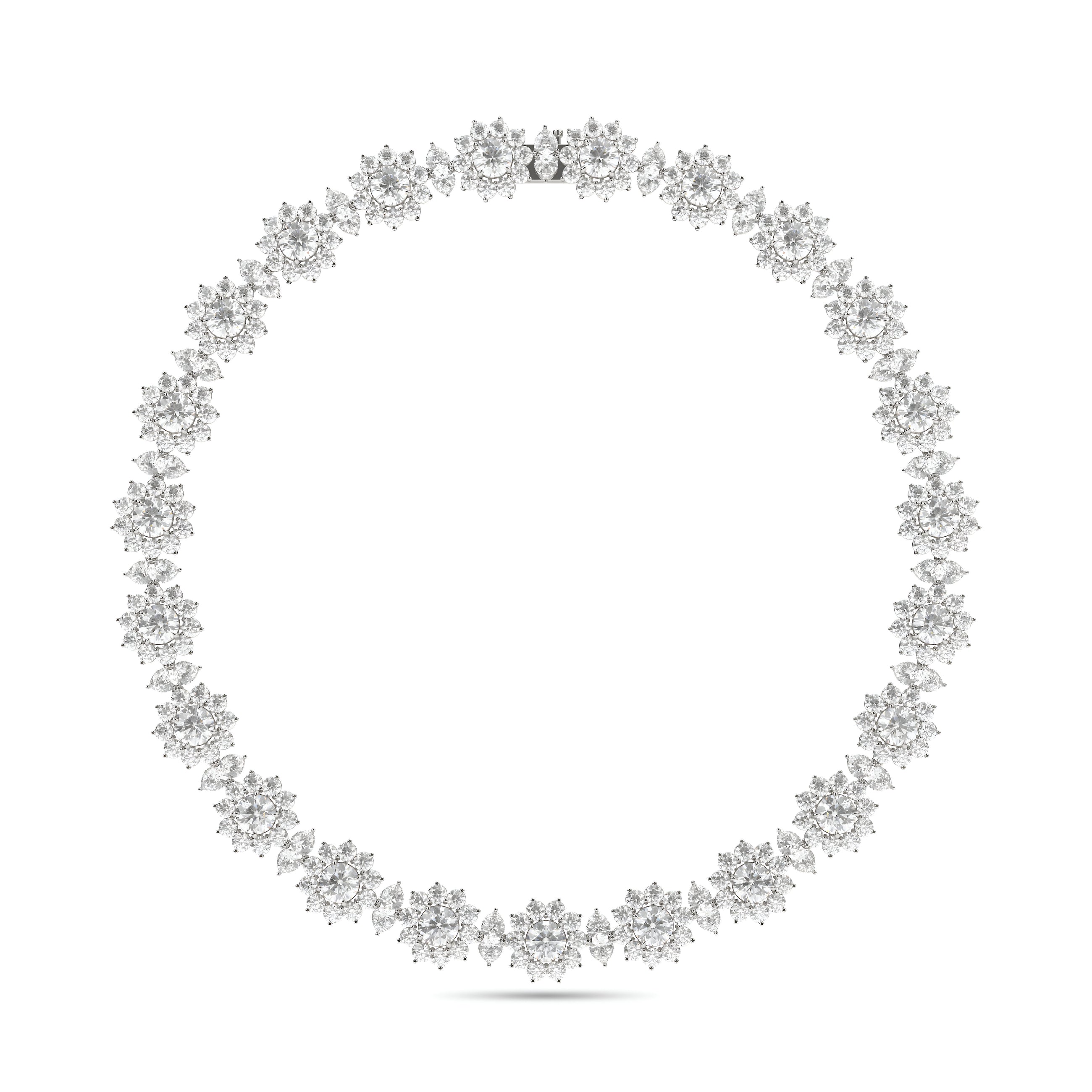 Fancy Flower Diamond Necklace