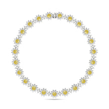 Fancy Flower Yellow Diamond and Diamond Necklace