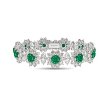 Fancy Flower Emerald and Diamond Bracelet