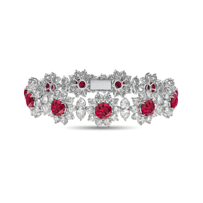 Fancy Flower Ruby and Diamond Bracelet