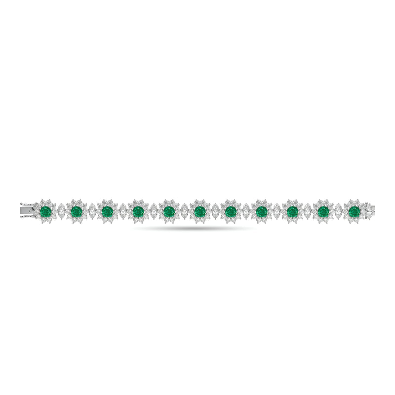 Fancy Flower Emerald and Diamond Bracelet