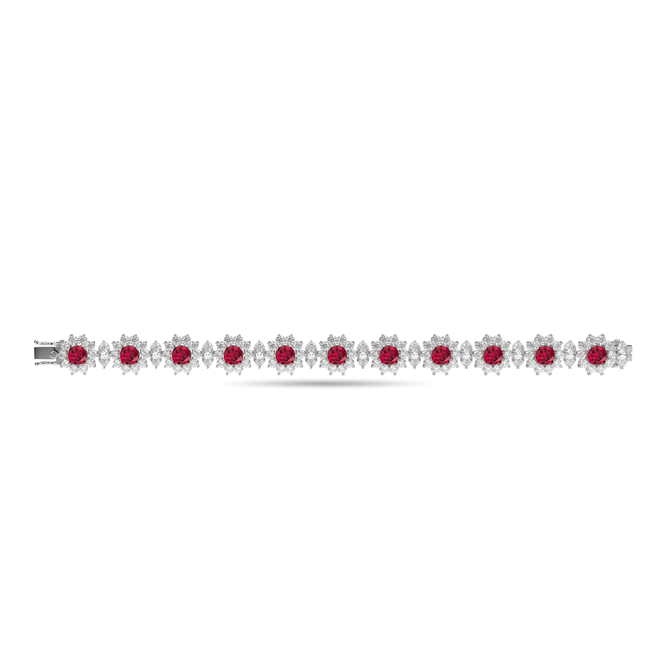 Fancy Flower Ruby and Diamond Bracelet