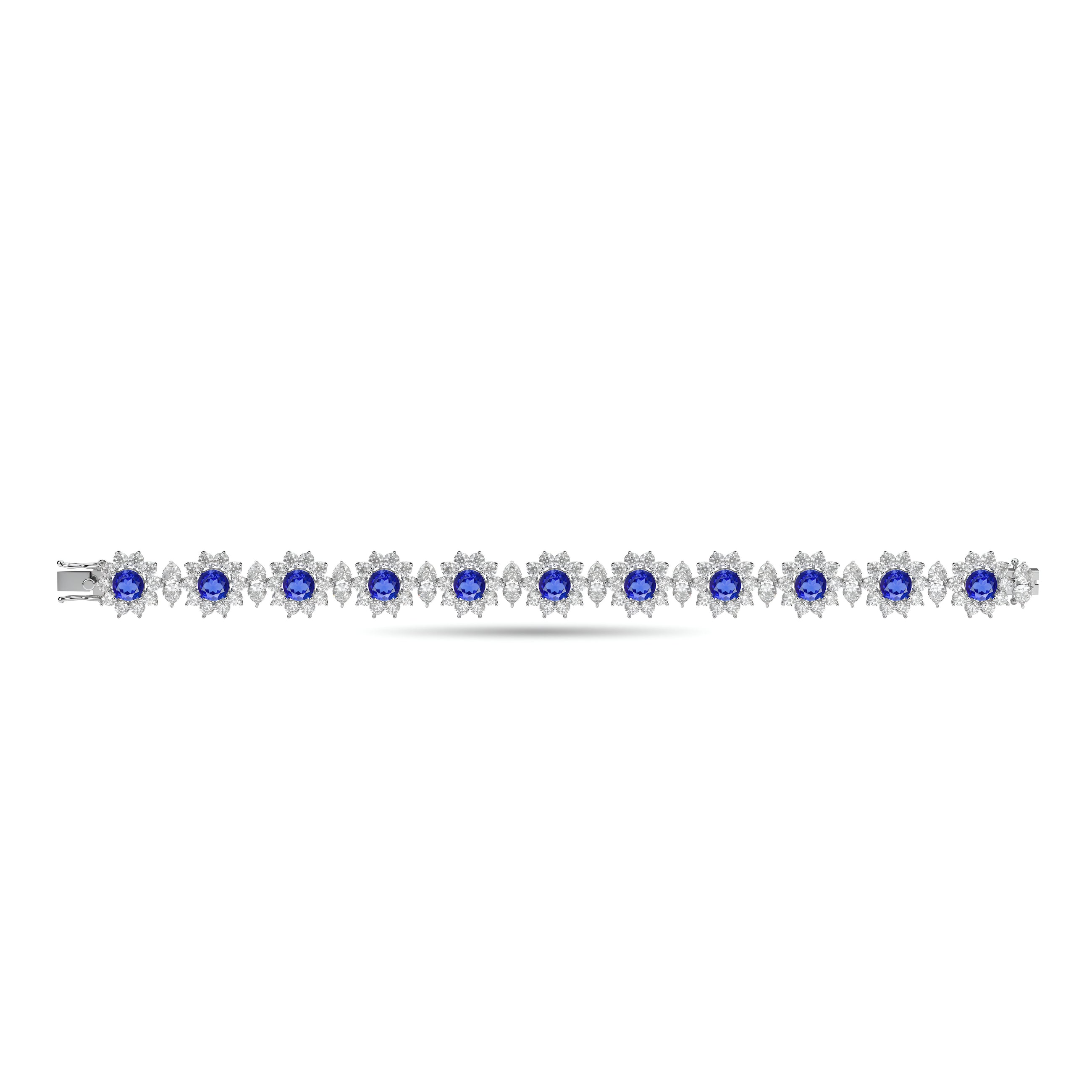 Fancy Flower Sapphire and Diamond Bracelet