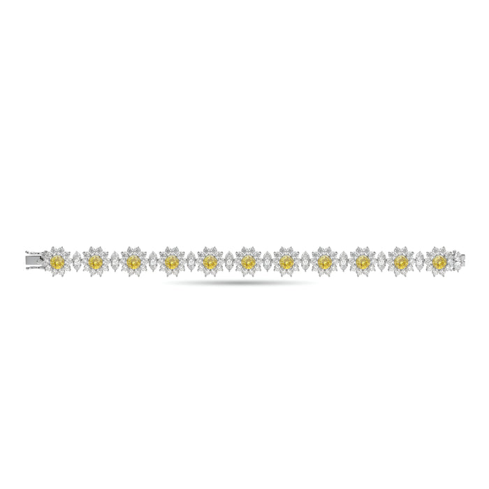 Bracelet fantaisie fleur diamant jaune et diamant