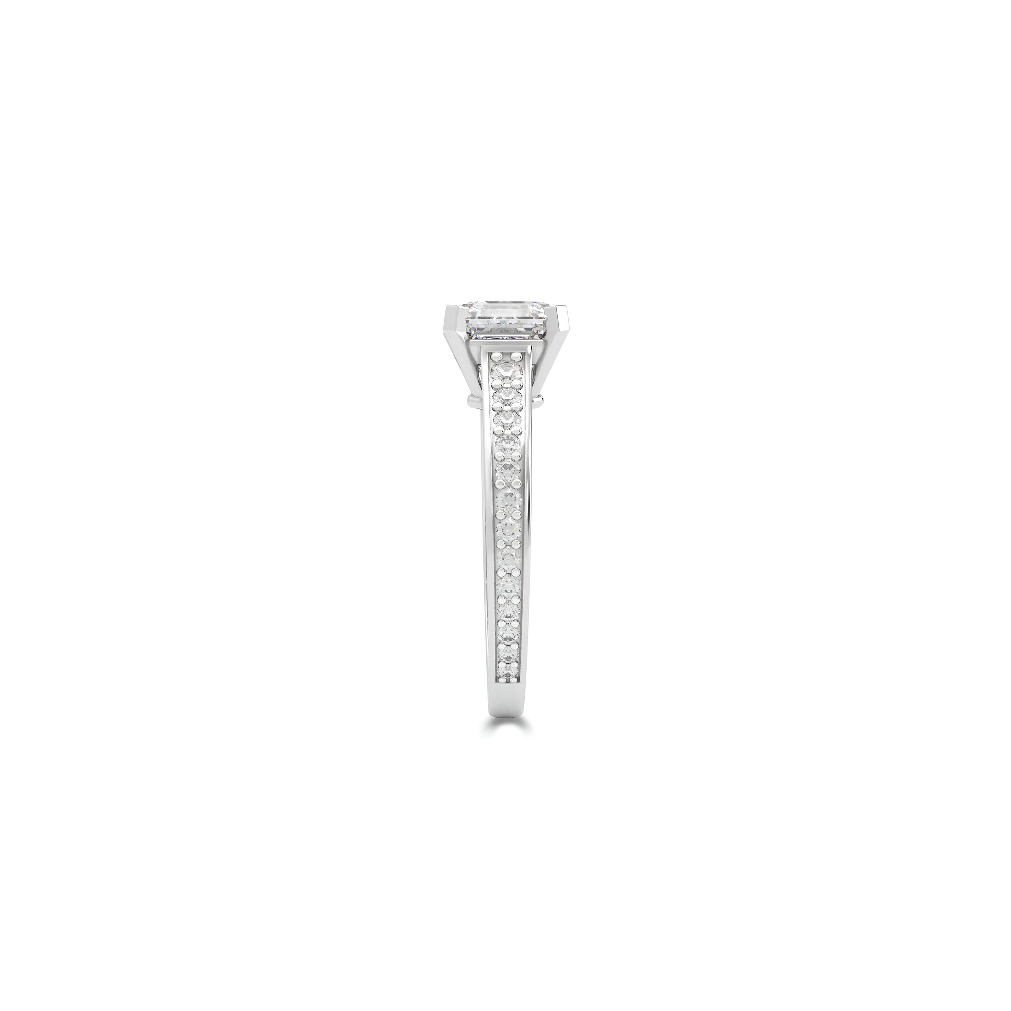 Flame Square Emerald Cut Diamond Engagement Ring