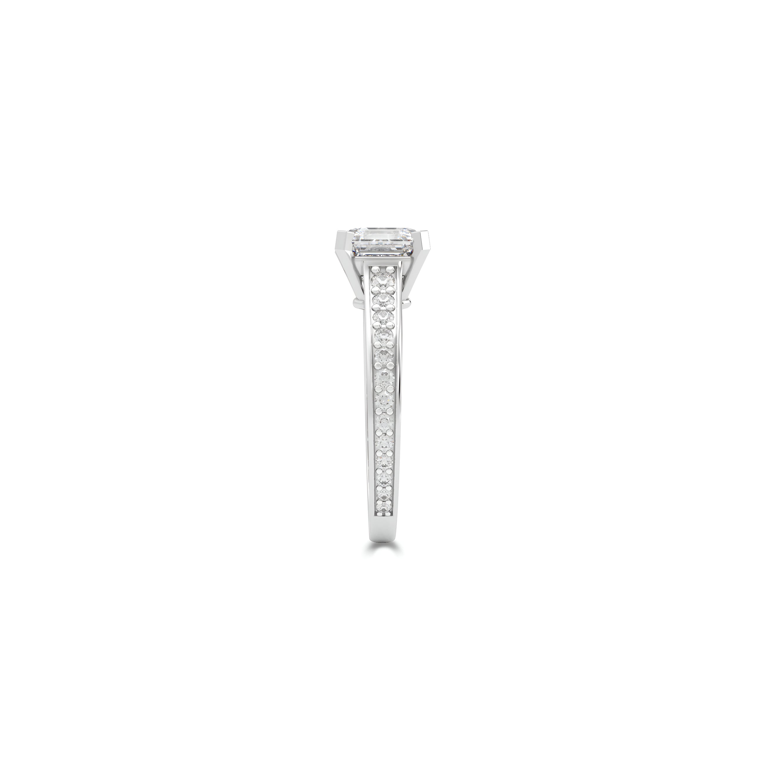 Flame Square Emerald Cut Diamond Engagement Ring