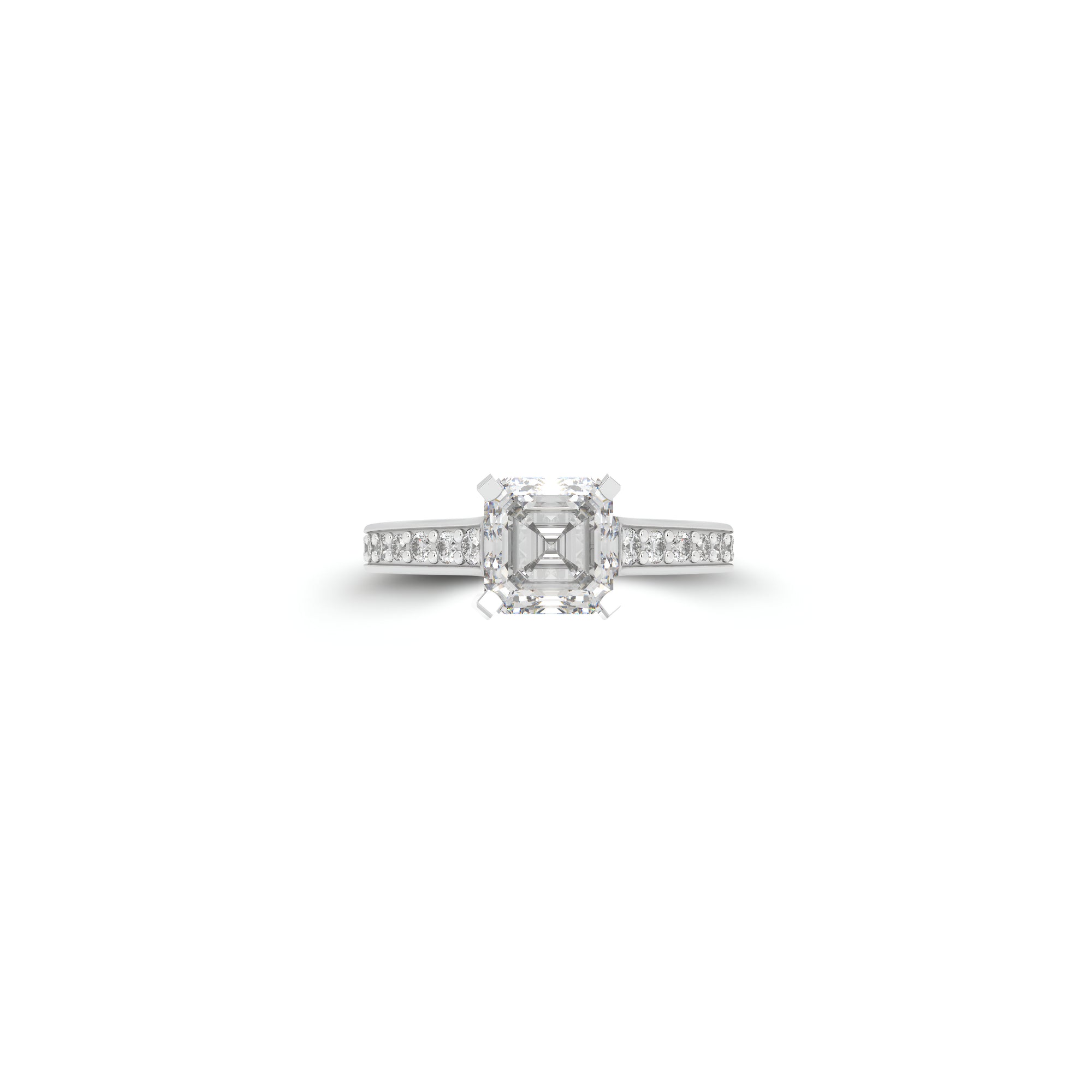 Flame Square Emerald Cut Diamond Engagement Ring