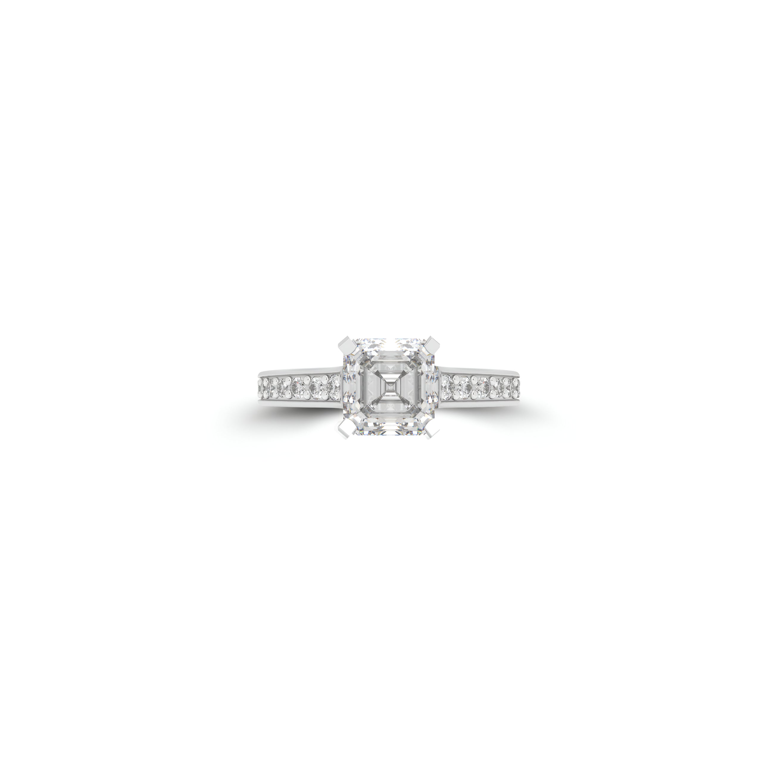Flame Square Emerald Cut Diamond Engagement Ring