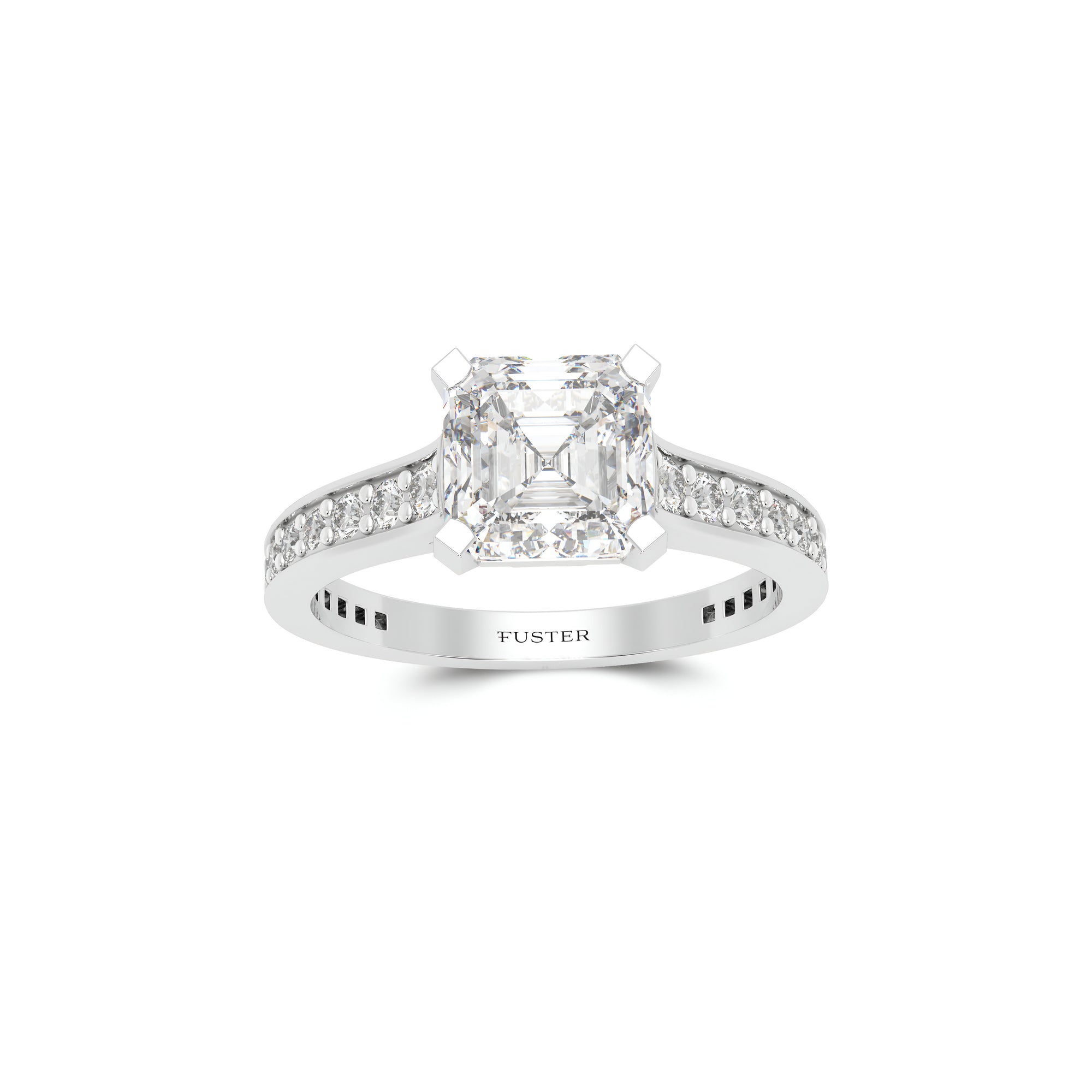Flame Square Emerald Cut Diamond Engagement Ring