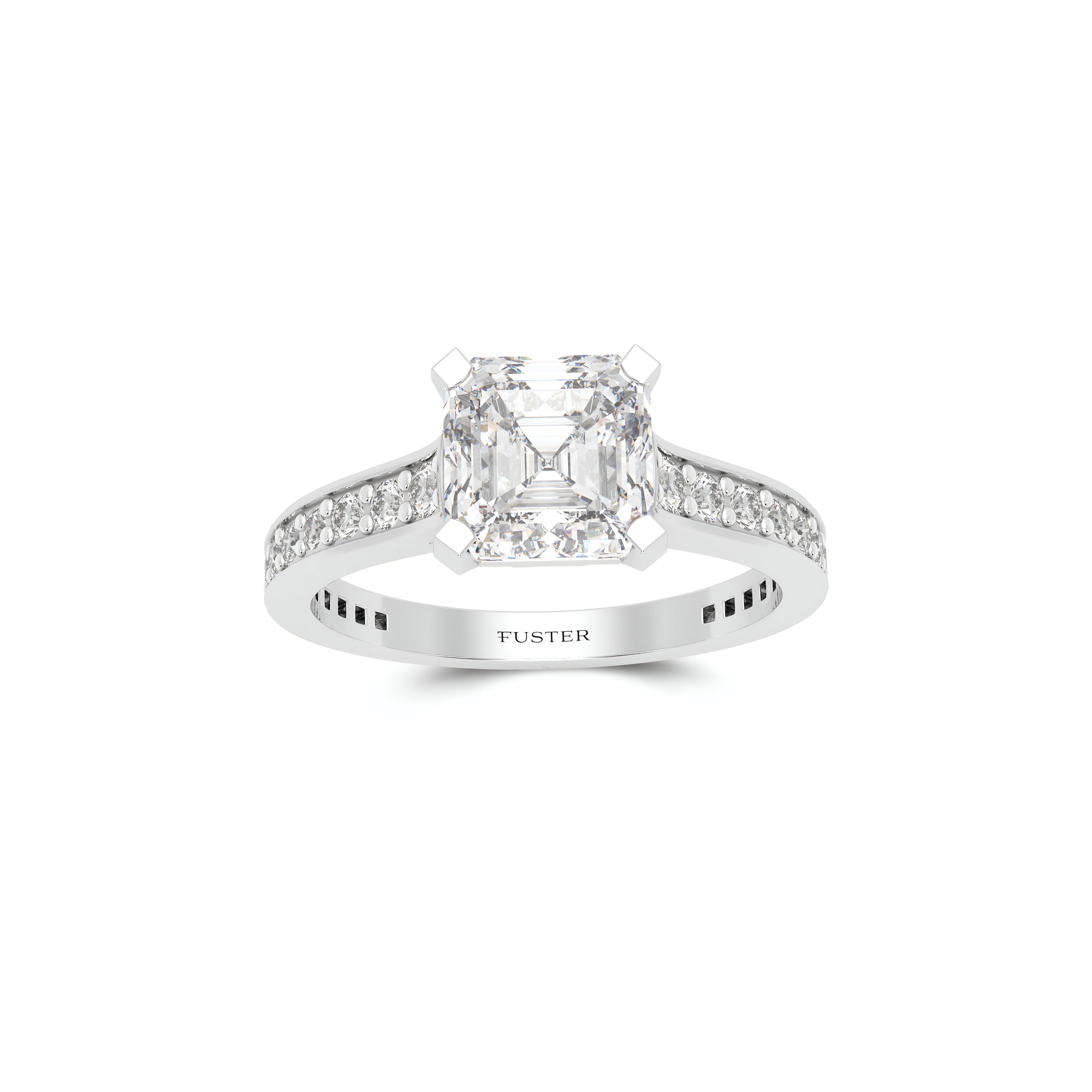 Flame Square Emerald Cut Diamond Engagement Ring