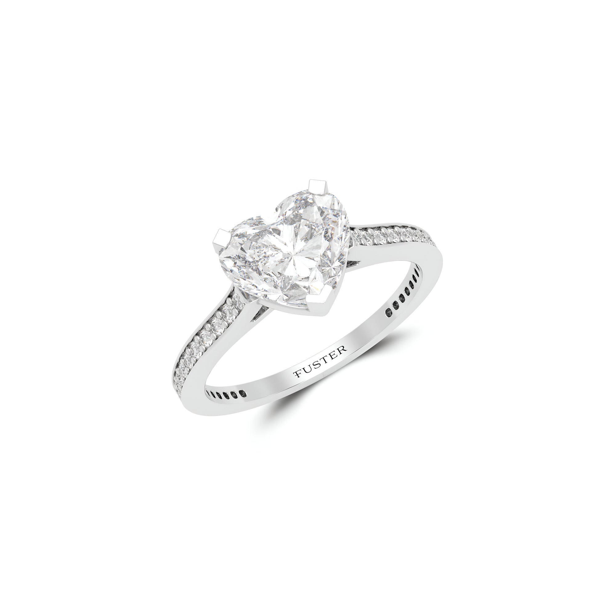 Flame Heart Shape Diamond Engagement Ring