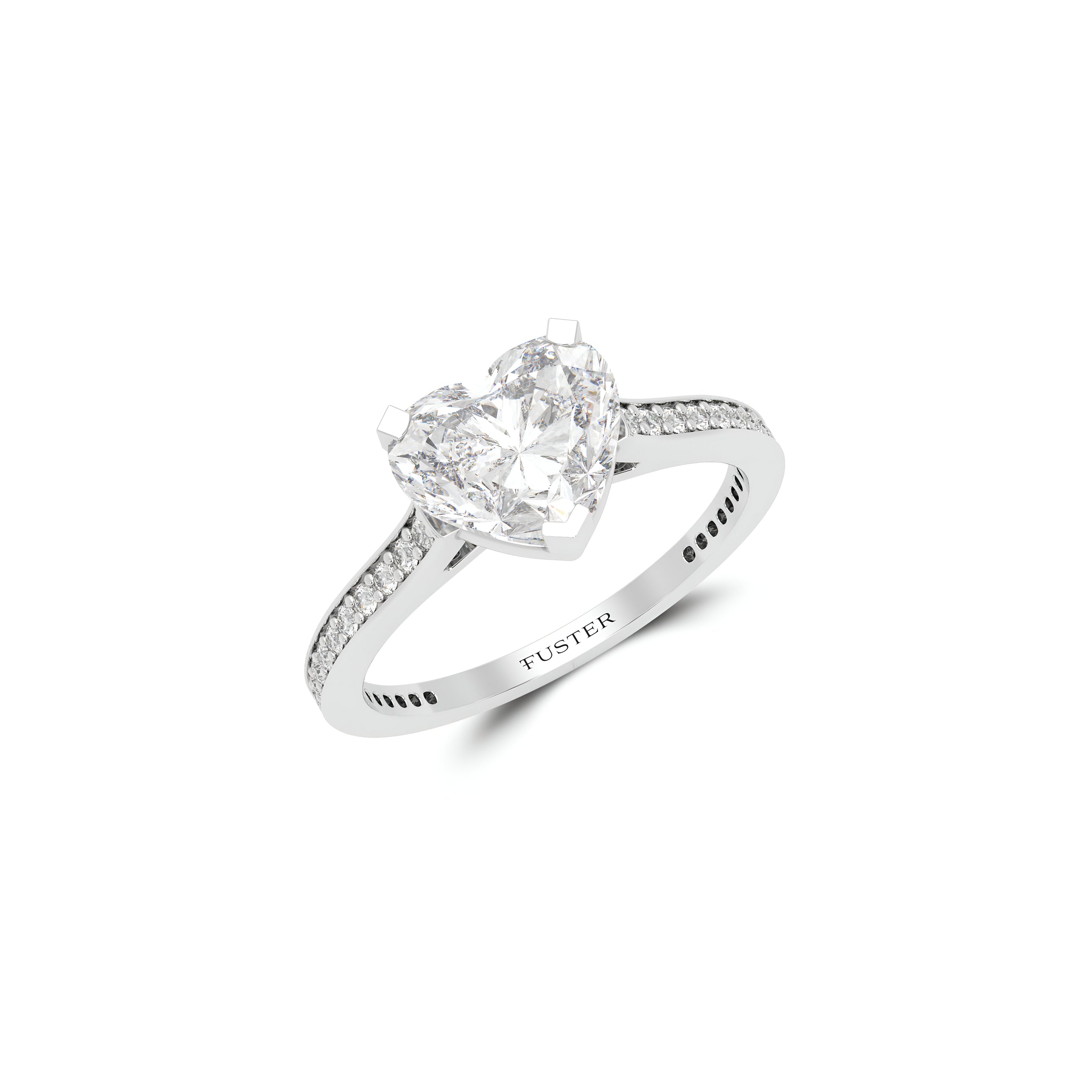 Flame Heart Shape Diamond Engagement Ring