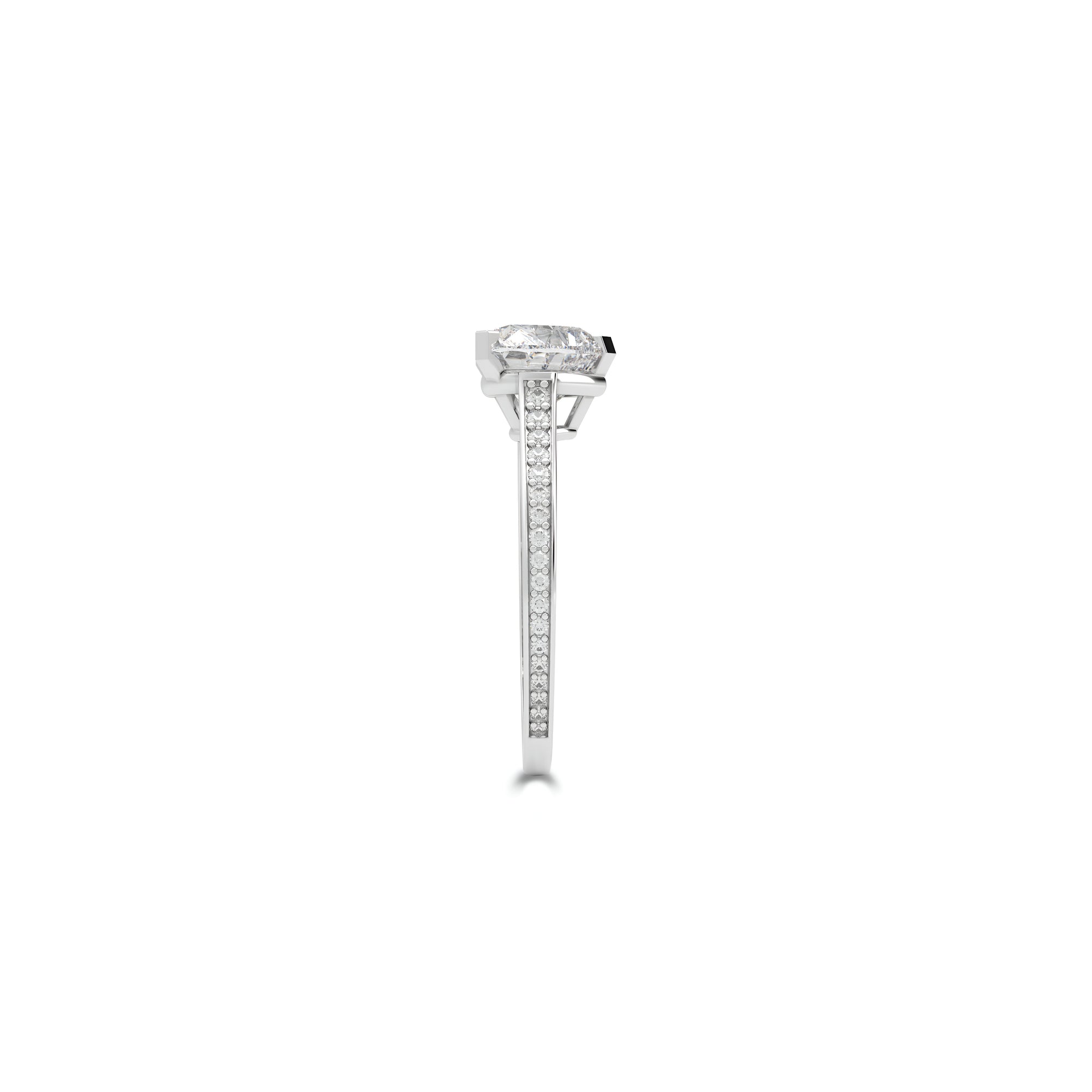 Flame Heart Shape Diamond Engagement Ring