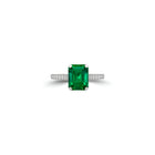 Flame Emerald Cut Emerald and Diamond  Engagement Ring