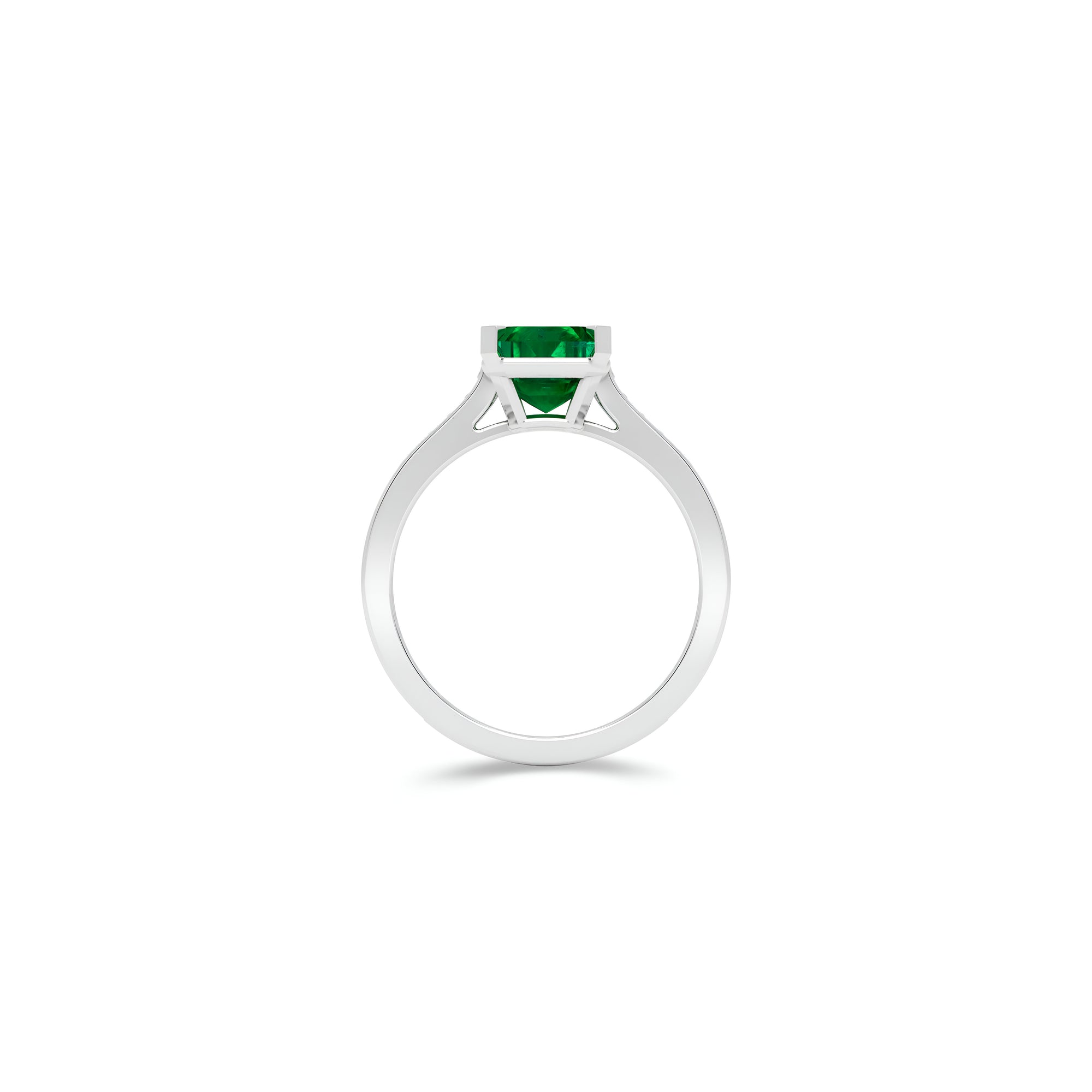 Flame Emerald Cut Emerald and Diamond  Engagement Ring