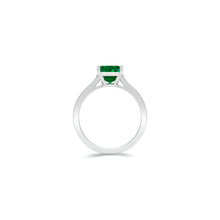 Flame Emerald Cut Emerald and Diamond  Engagement Ring