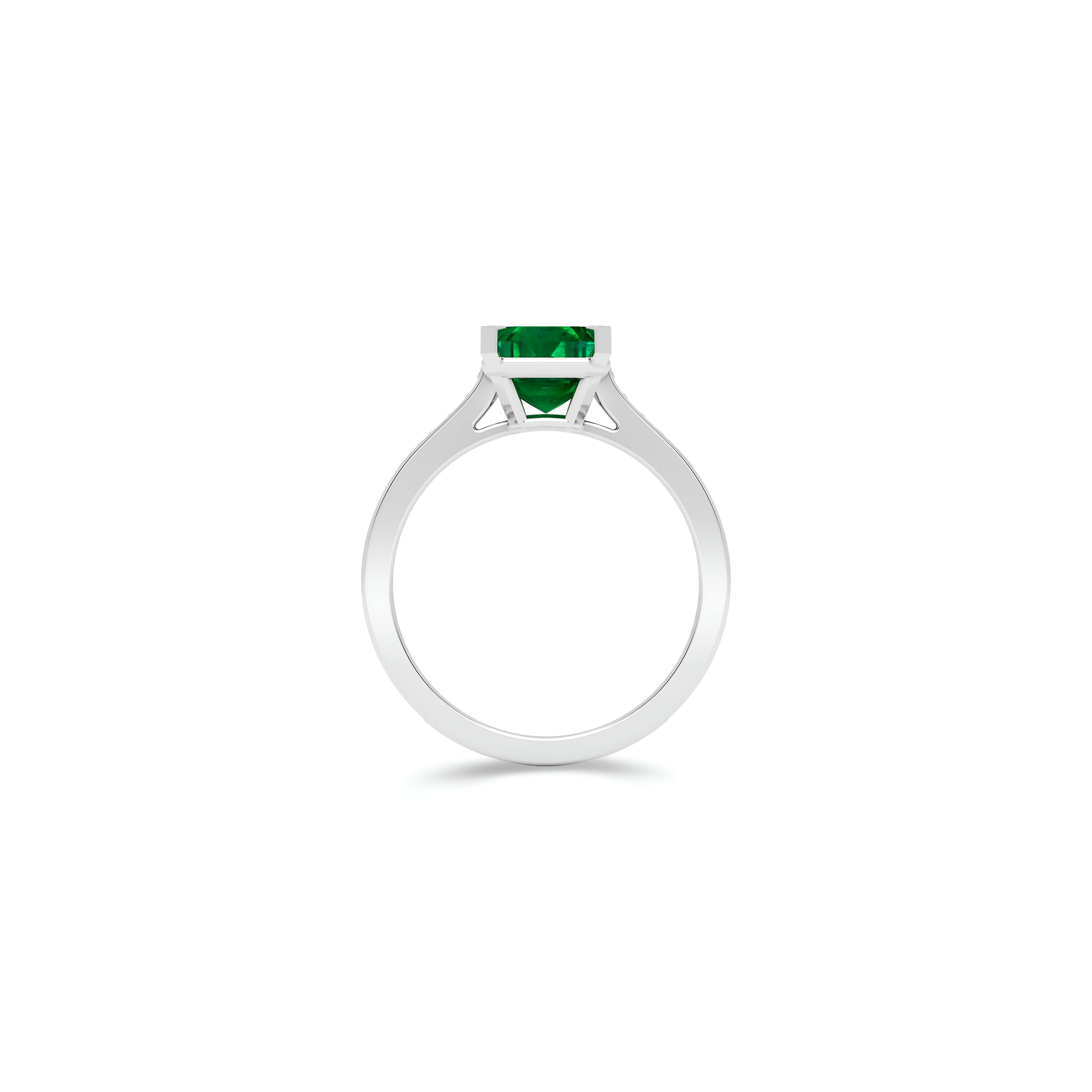 Flame Emerald Cut Emerald and Diamond  Engagement Ring