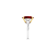Classic Fuster Oval Ruby Ring with Half Moon Side Stones