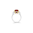 Classic Fuster Oval Ruby Ring with Half Moon Side Stones