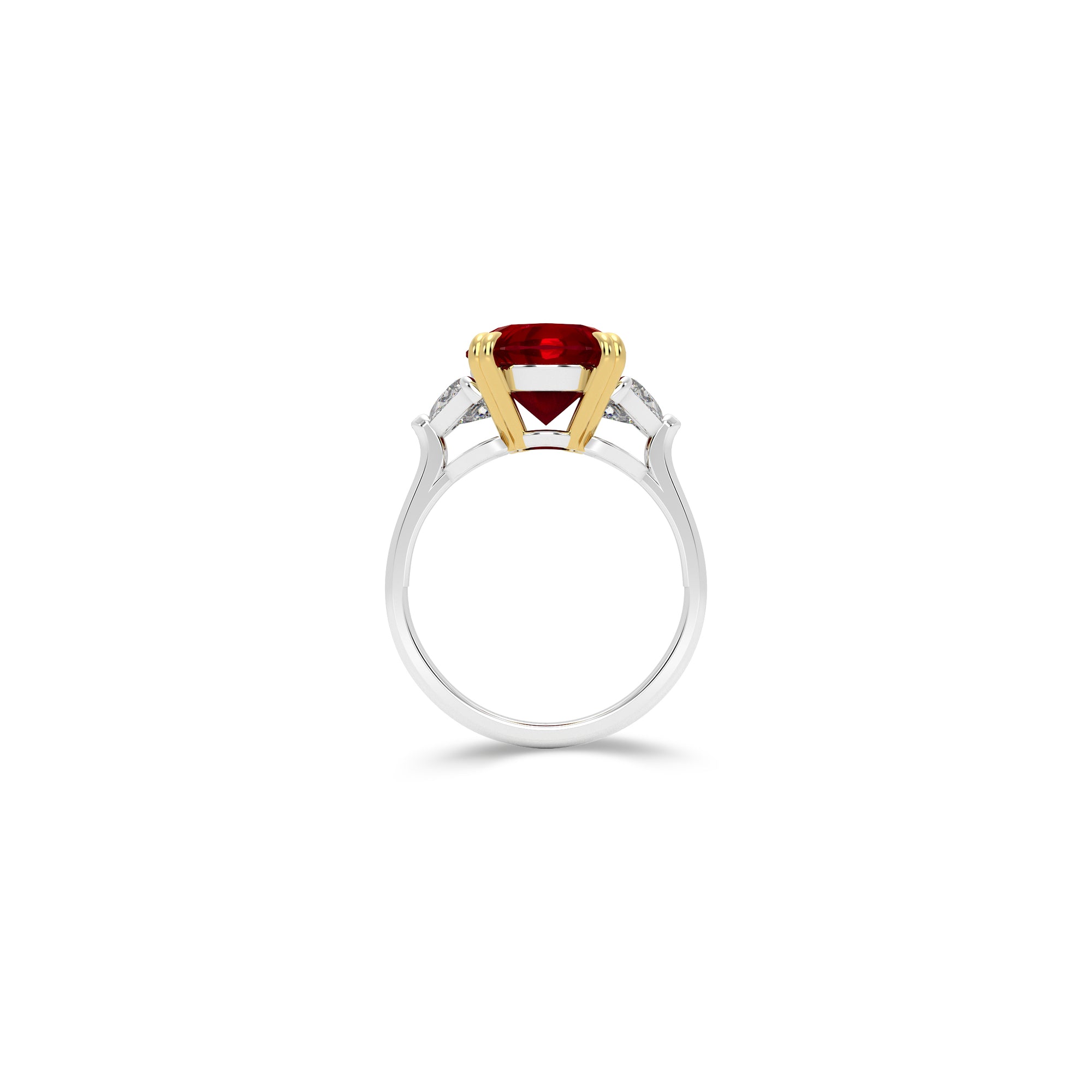 Classic Fuster Oval Ruby Ring with Half Moon Side Stones