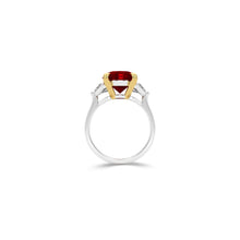 Classic Fuster Oval Ruby Ring with Half Moon Side Stones