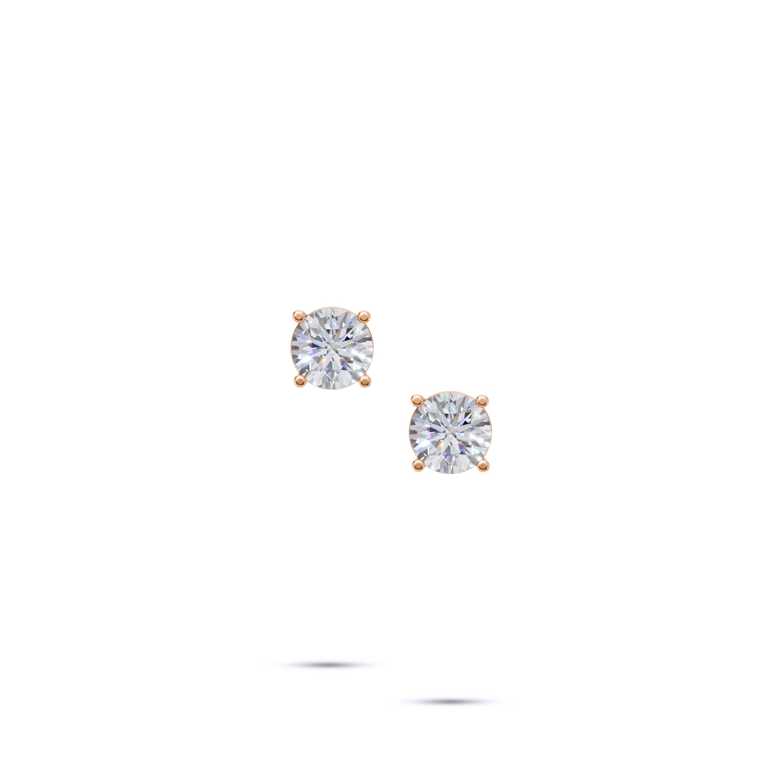 Round Diamond Stud Earrings - 4 Prong